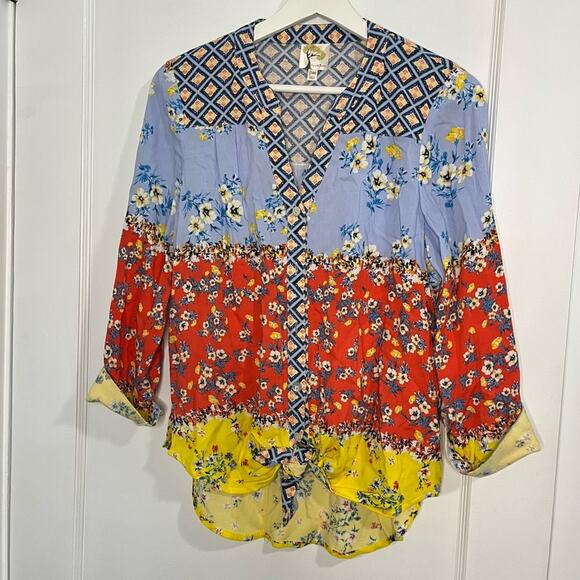Anthropologie Fig & Flower patchwork floral blouse - Picture 15 of 16